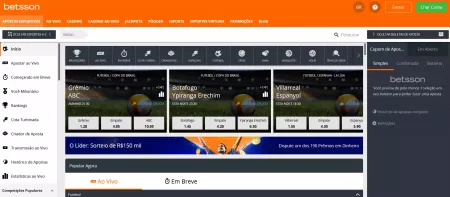 Uma imagem representativa do site da Betsson